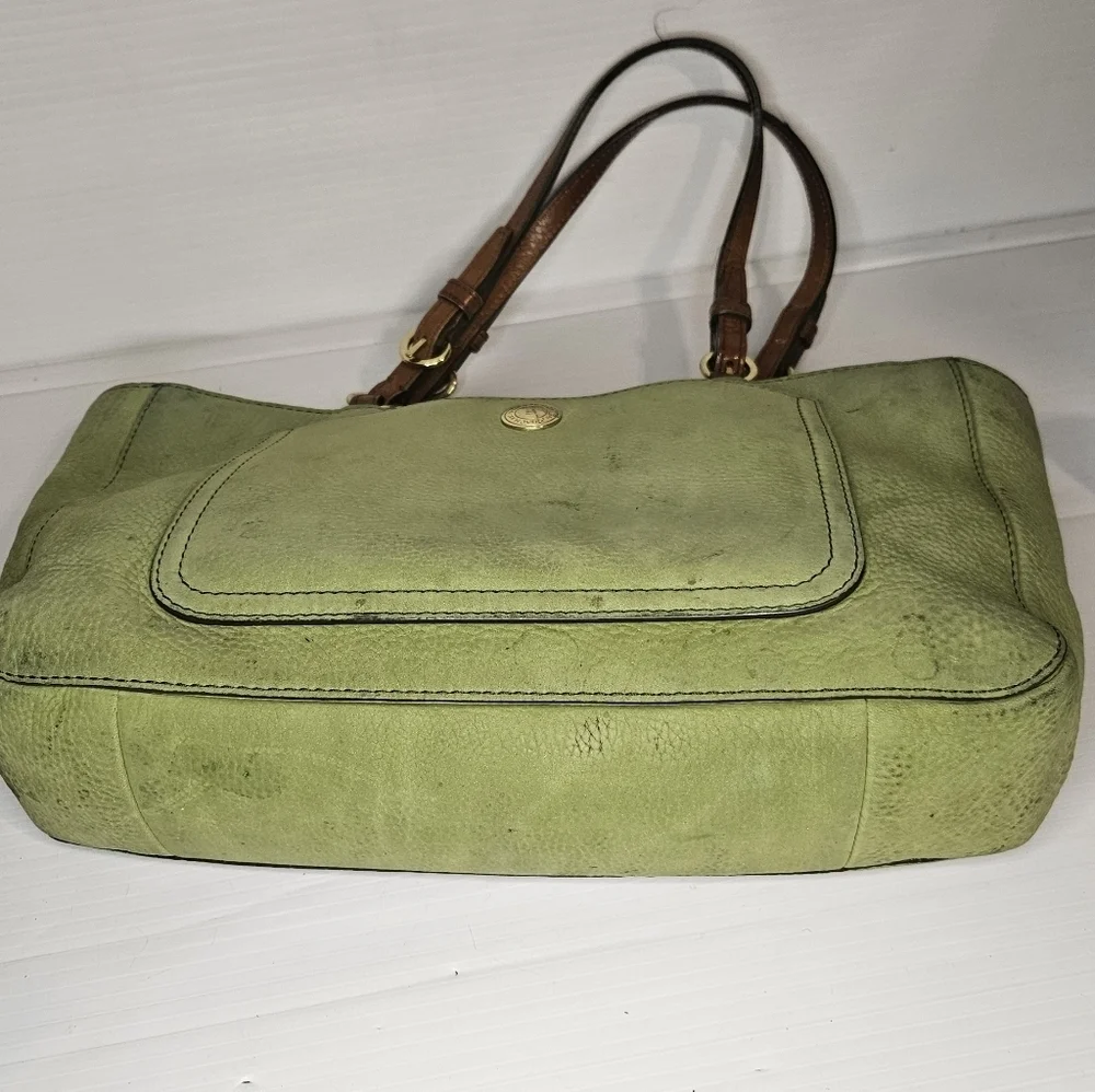 Vintage Coach Chelsea Tote Green Nubuc F10187 Rare
